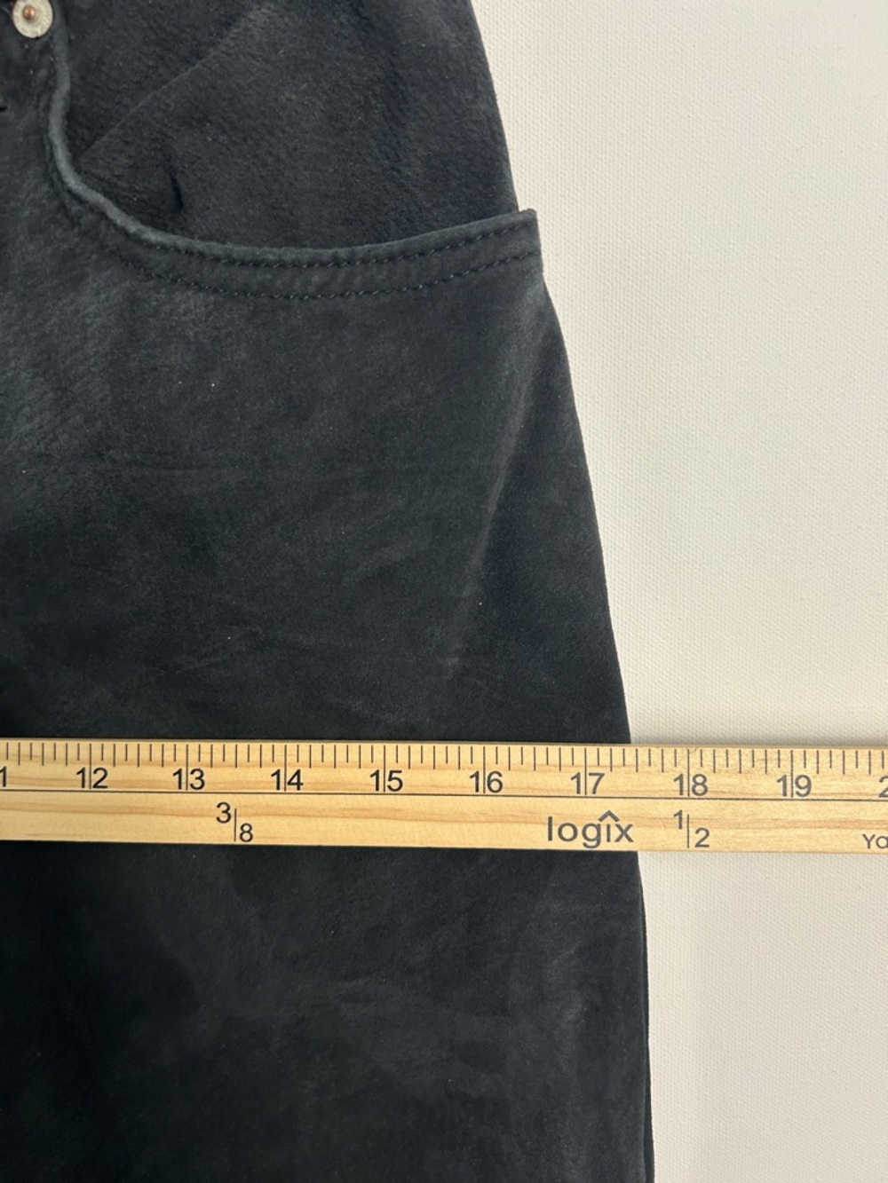 Vintage Skotts Black Suede Pants Jeans Washable High Rise Hipster Biker Size 28 - Picture 10 of 16